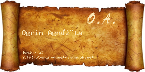 Ogrin Agnéta névjegykártya